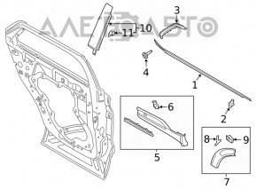 Capac usa inferioara spate dreapta Ford Explorer 20- cu ornamente cromate, prinderea este rupta, zgariata, lovituri