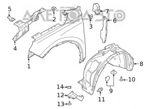 Bara noroiului din fața aripioarei dreapta Ford Escape MK4 20- cauciuc