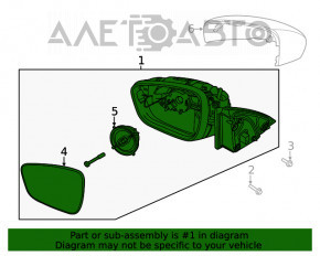 Зеркало боковое правое Ford Escape MK4 20-22 5 пинов, BSM, структура