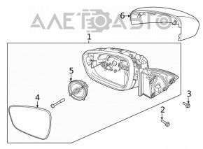 Oglindă laterală dreapta Ford Escape MK4 20-22, 5 pini, BSM, structură