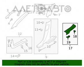 Capacul pragului din spate dreapta pentru Ford Escape MK4 20- negru, zgârieturi