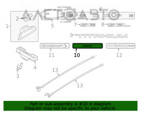 Emblema cu inscripția Ecoboost de pe ușa portbagajului Ford Escape MK4 20-