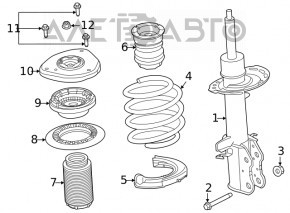 Suportul amortizorului asamblat, față stânga, Ford Escape MK4 20- 1.5T FWD