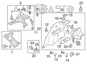 Capacul spate al suportului din spate al celui de-al doilea rând dreapta Mazda CX-9 16- gri defect pe plastic