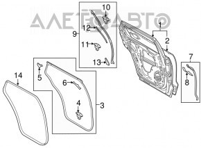 Уплотнитель дверного проема задний левый Mazda CX-9 16-