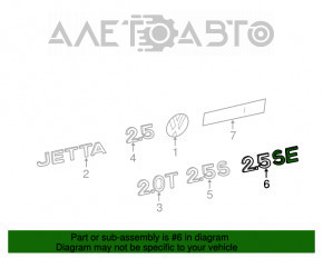 Emblema inscripționată 2.5 SE capac portbagaj VW Jetta 11-18 SUA