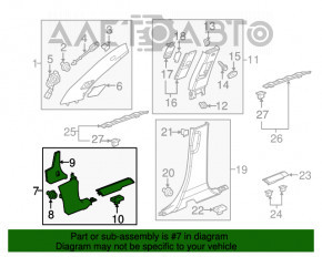 Capacul stâlpului frontal stânga de jos pentru GMC Terrain 10-17 cu capac de prag, negru, zgârieturi