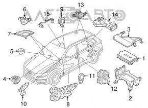 Difuzorul tweeter din torpedoul stâng al Audi Q7 16-19 Bose