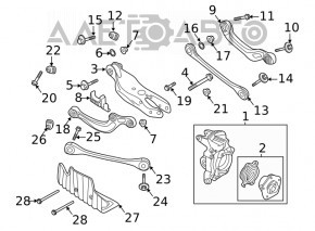 Levier transversal jos spate stânga spate Audi Q7 16- tip 2 nou original OEM