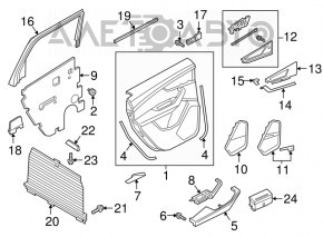 Обшивка двери карточка задняя левая Audi Q7 16-19 кожа черн BOSE, тычка