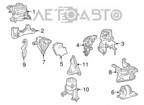 Suportul motorului drept al pernei Toyota Rav4 19- 2.5 pe motor.