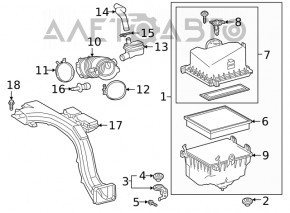 Corpul filtrului de aer Lexus ES350 19-20 partea de jos