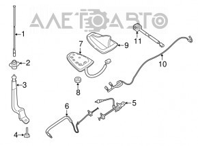 Corpul antenei aripii Nissan Rogue 21-23