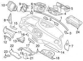 Накладка передней панели центральная Volvo XC90 16-22 под дерево, глянец