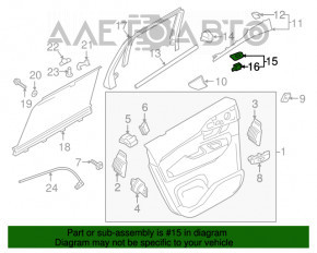 Maneta de control a geamului electric din spatele stânga Volvo XC90 16-22, neagră.