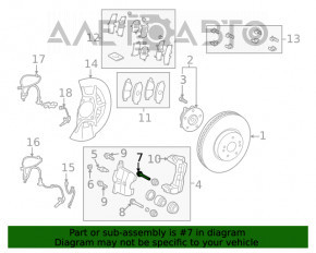 Suportul de ghidare a etrierului din față stânga pentru Toyota Camry v70 18- este nou, original OEM, de lungime mare.