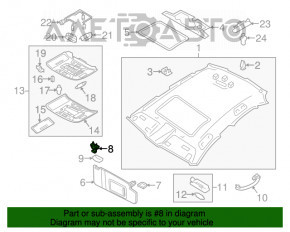 Cârlig pentru fixarea vizierei șoferului Audi A6 C7 12-18 gri nou original OEM