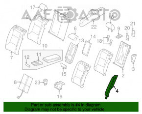 Panoul lateral al celui de-al doilea rând de scaune dreapta pentru Audi A6 C7 12-18, piele neagră