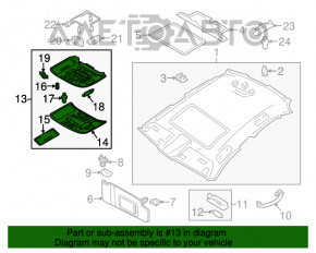 Plafonul de iluminare frontal pentru Audi A6 C7 12-18 sub trapă, gri.