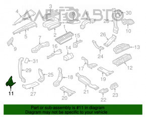 Grila de aerisire a panoului frontal al șoferului Audi A6 C7 12-15 negru, cu inserție cromată