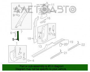 Capacul stâlpului frontal din mijlocul stâng Audi Q7 16- negru.