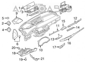 Inserții pentru panoul frontal inferior Audi Q7 16- sub lemn gri, ciobituri, zgârieturi