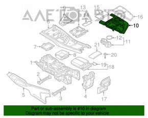 Capacul consolei centrale Audi Q7 16- din aluminiu cu lemn întunecat, vopseaua s-a descuamat