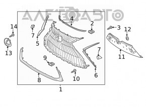 Grila radiatorului Lexus ES250 ES350 19-21 cu senzori de parcare.