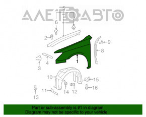 Aripa dreapta fata pentru Lexus ES350 07-12, argintie 3R4.