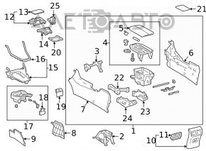 Capacul consolei centrale cu suporturi pentru pahare Toyota Rav4 19 - negru