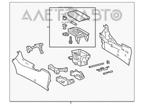 Consola centrală cu cotieră pentru Toyota Rav4 19- piele neagră, fără conducte de aer.