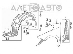 Suport aripi dreapta Honda Civic XI FE/FL 22-