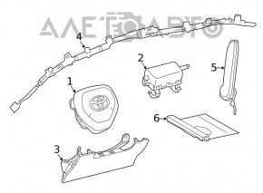 Perdeaua de aerisire laterală de siguranță airbag stânga pentru Toyota Rav4 19- sub trapă.