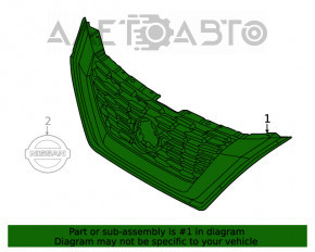 Grila radiatorului asamblată Nissan Rogue 21-23 sub cameră construită în Japonia