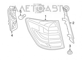 Capacul farului exterior aripa dreapta BMW X3 F25 11-17 are suportul rupt.