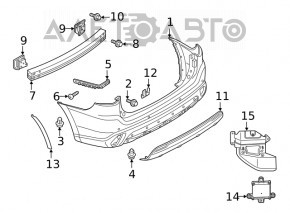 Suportul pentru bara spate stânga Mitsubishi Outlander 14-21, nou, original OEM.