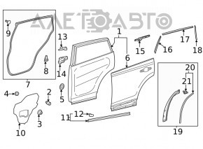 Garnitura arc usi spate dreapta Toyota Rav4 19-interior cu sigiliu nou original OEM