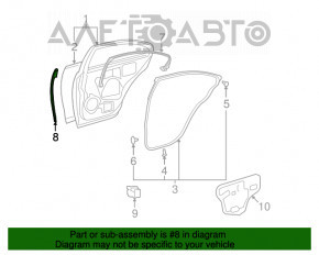 Уплотнитель двери боковой задней левой Lexus ES350 07-12 передний OEM