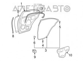 Уплотнитель двери боковой задней левой Lexus ES350 07-12 передний OEM