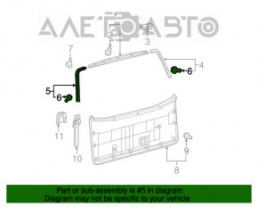 Capacul portbagajului stânga Toyota Sequoia 08-16 negru, prinderea ruptă, zgâriată.