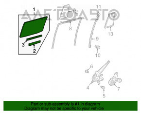 Geamul ușii din spate stânga Toyota Highlander 08-13