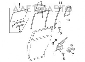 Geamul ușii din spate stânga Toyota Highlander 08-13