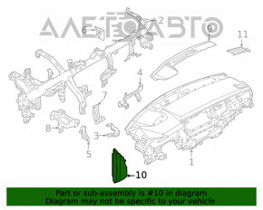 Накладка передней панели боковая правая Nissan Rogue 21-23 черная JP built