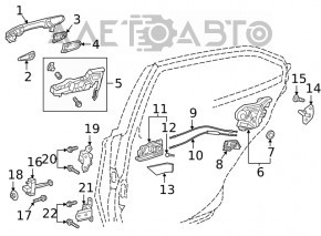 Buclele ușii inferioare din spate dreapta Toyota Rav4 19- OEM nou original