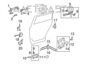 Capac maner usa spate stanga Toyota Highlander 08-13 crom