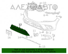 Нижняя решетка переднего бампера центр Honda Civic XI FE/FL 22- EX, TOURING