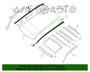 Накладка крыши правая Infiniti JX35 QX60 13- под панораму