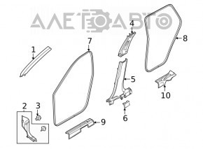 Capacul suportului frontal stâng Nissan Rogue 21-23 gri, fabricat în Japonia