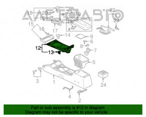 Capacul consolei centrale Mitsubishi Galant 08-12 negru, inserție din lemn, zgârieturi, fixările sunt rupte.