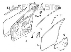 Garnitură de etanșare a ușii din fața dreapta a Nissan Rogue 21-23 construită în Japonia